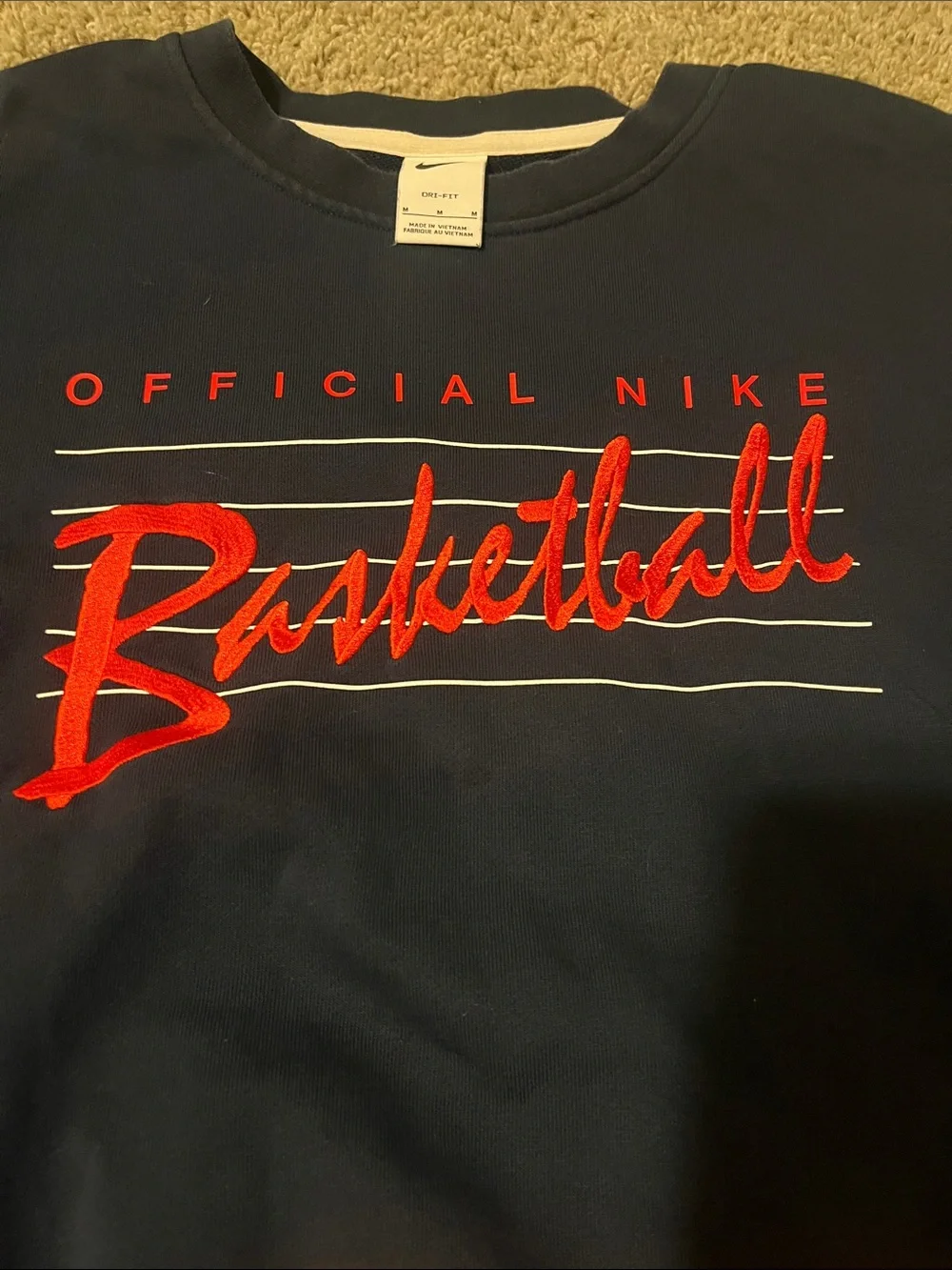 Nike Navy Crewneck Sweatshirt with Red 'Basketball' Script